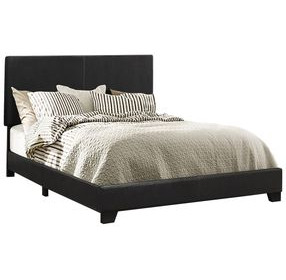 Dorian Black Upholstered King Panel Bed