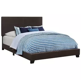 Dorian Brown Upholstered King Panel Bed