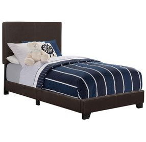 Dorian Brown Upholstered Twin Panel Bed