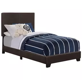 Dorian Brown Upholstered Twin Panel Bed