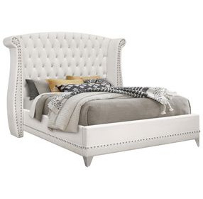 Barzini White Queen Upholstered Platform Bed