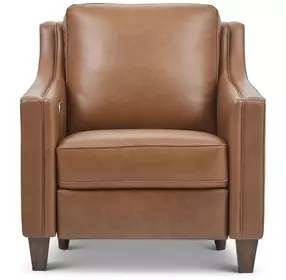 Finley Brown Leather Power Recliner with USB Charging