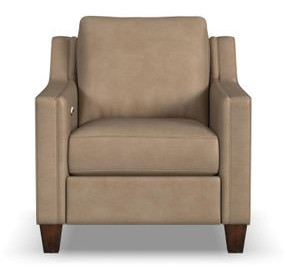 Finley Beige Leather Power Recliner with USB Charging