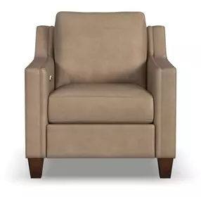 Finley Beige Leather Power Recliner with USB Charging