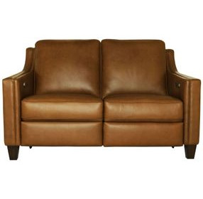 Finley Brown Leather 63" Power Reclining Loveseat with USB Charging