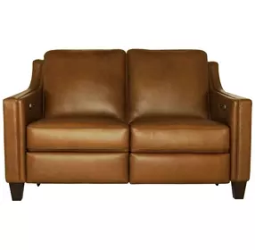 Finley Brown Leather 63" Power Reclining Loveseat with USB Charging