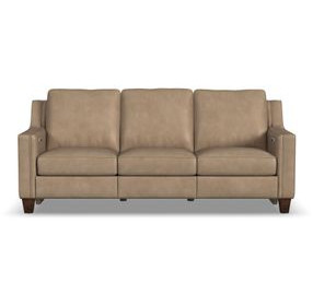 Finley Beige Leather 87" Power Reclining Sofa with USB Charging