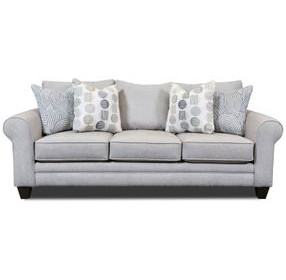 Amos Pebble Gray 87" Sofa with Throw Pillows