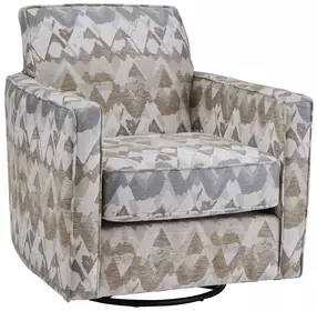 Amos Sand Beige and Brown Upholstered Swivel Glider Accent Chair
