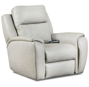 Drake Light Gray Leather Rocker Power Recliner with Massage and USB Charging