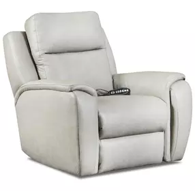Drake Light Gray Leather Zero Gravity Power Recliner with Massage and USB Charging