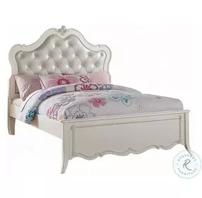 Edalene Pearl White Twin Upholstered Panel Bed