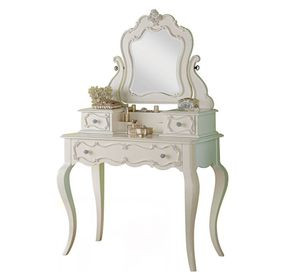 Edalene Pearl White 3 Drawer Vanity Desk with Mirror