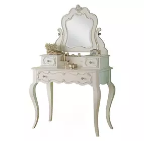 Edalene Pearl White 3 Drawer Vanity Desk with Mirror