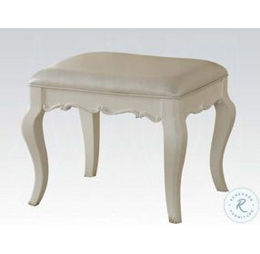 Edalene Pearl White Vanity Stool