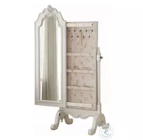 Edalene Pearl White 1 Door Jewelry Armoire
