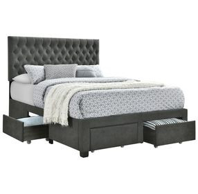 Soledad Gray Upholstered Full Storage Platform Bed