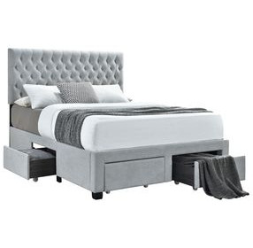 Soledad Light Gray Upholstered King Storage Platform Bed