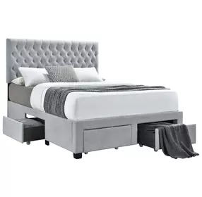 Soledad Light Gray Upholstered Queen Storage Platform Bed