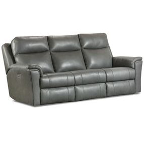 Ellington Ash Leather 89" Zero Gravity Power Reclining Sofa with USB Charging