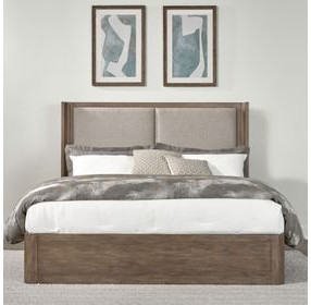 South Bend Burnished Clay and Textured Gravel California King Upholstered Shelter Bed