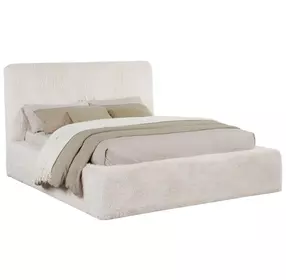 Rebecca Cream California King Upholstered Panel Bed