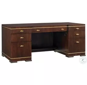 Bel Aire Rich Walnut And Gold Leaf Paramount Executive Desk