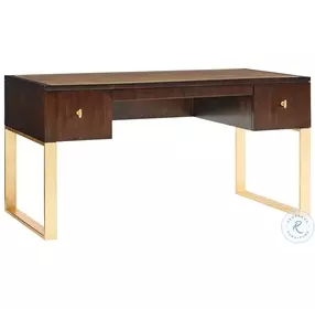 Bel Aire Rich Walnut And Gold Leaf Melrose Writing Desk