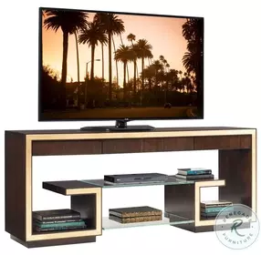 Bel Aire Rich Walnut And Gold Leaf Rodeo 72" TV Stand