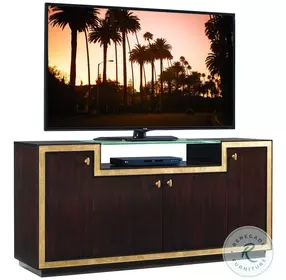 Bel Aire Rich Walnut And Gold Leaf Palisades 65" TV Stand