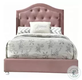 Reggie Pink Fabric Twin Upholstered Panel Bed
