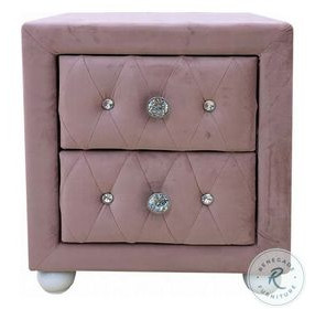 Reggie Pink Fabric 2 Drawer Nightstand