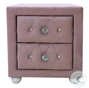 Reggie Pink Fabric 2 Drawer Nightstand