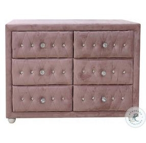 Reggie Pink Fabric 6 Drawer Dresser