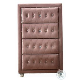 Reggie Pink Fabric 4 Drawer Lingerie Chest