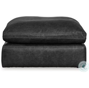 Emilia Black Leather Oversized Accent Ottoman