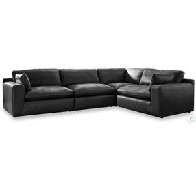 Emilia Black Leather Modular 4 Piece Sectional