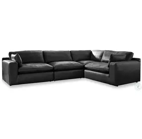 Emilia Black Leather Modular 4 Piece Sectional