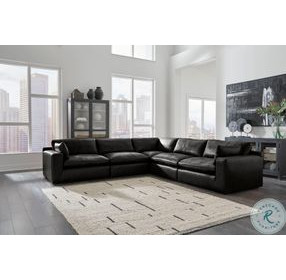 Emilia Black Leather Modular 5 Piece Sectional