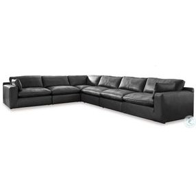 Emilia Black Leather Modular 6 Piece Sectional