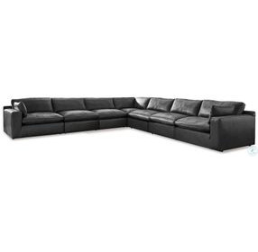 Emilia Black Leather Modular 7 Piece Sectional