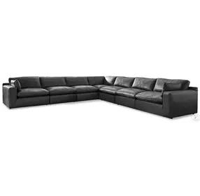 Emilia Black Leather Modular 7 Piece Sectional