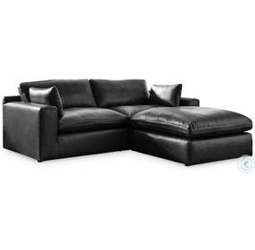 Emilia Black Leather Modular 3 Piece Sectional