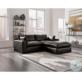 Emilia Black Leather Modular Sectional