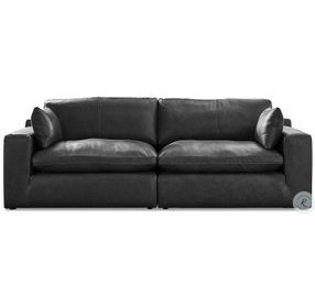 Emilia Black Leather Modular Loveseat