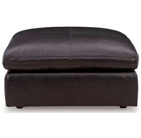 Emilia Black Leather Oversized Accent Ottoman