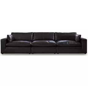 Emilia Black Leather Modular 140" Sofa