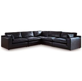 Emilia Black Leather Modular 5 Piece Sectional