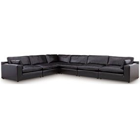 Emilia Black Leather Modular 6 Piece Sectional