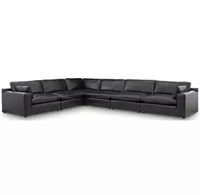 Emilia Black Leather Modular 6 Piece Sectional